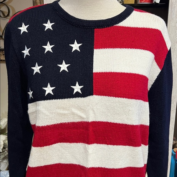 Vintage American flag sweater cotton blend size M - Picture 2 of 12